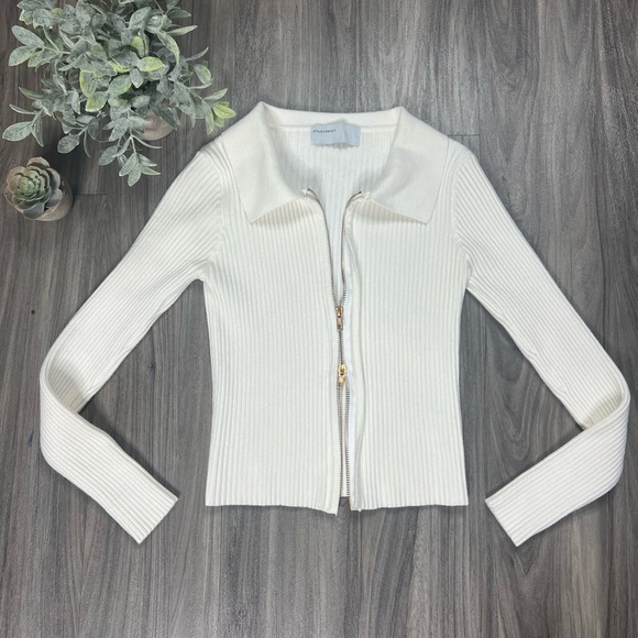 Style Addict Double Zip White Knit Sweater - Picture 4 of 13